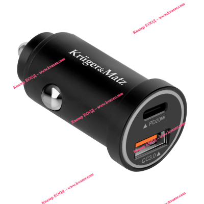  38W зарядно за кола Kruger&Matz с функции за захранване и бързо зареждане