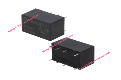 Реле HFD27/005-S бобина 5V DC, 2A DPDT