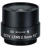 EVD0256F 1/3“ CCTV 2.5 mm, F2.0, CS mount, Fixed Iris Lens