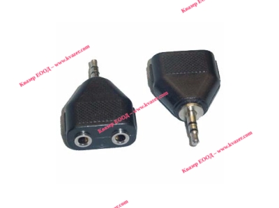 ПРЕХОДНИК 3.5mm МОНО ЖАК мъжки-2x3.5mm  МОНО ЖАК женски