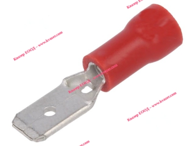 ST-032/R Кабелен накрайник за кримпване, ножовиден мъжки изолиран 4,8x0,8mm червен