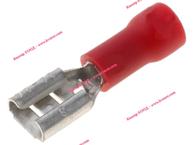 ST-003/R Кабелен накрайник за кримпване, ножовиден женски изолиран 4,8x0,8mm червен