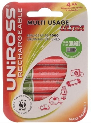 Акумулаторни батерии UNIROSS HYBRIO R06 AA 1.2V 2100mAh NiMH 4бр.