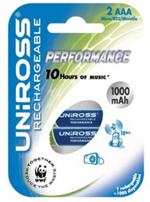 Акумулаторни батерии UNIROSS R03 AAA 1.2V 1000mAh NiMH 2бр.