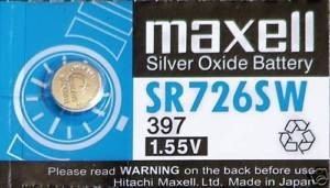 Бутонна батерия сребърна SR726 SW 196/396/397/AG2/SR59 1.55V MAXELL