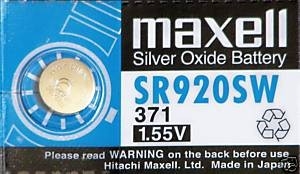 Бутонна батерия сребърна SR920 SW SR921/171/371/AG6/SR69 1.55V MAXELL