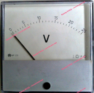 Волтметър МР120 0-25V DC аналогов панелен 120x120mm