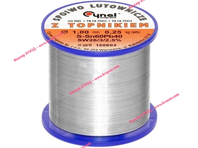 ТИНОЛ Sn60Pb40, ф1mm, 250гр. F-SW26 2.5%/ LC60-1.00/0.25