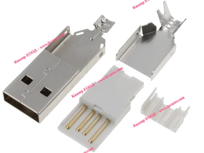USBA-W Съединител USB A, мъжки прав за запояване на кабел