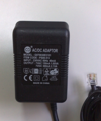 ЗАХРАНВАЩ АДАПТЕР 7VDC/300mA 7VAC/150mA за телефон
