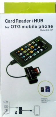 SG-007 OTG USB карточетец за microSD, SD card + USB 2.0 HUB - за Android