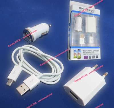 Зарядно за GalaxyS3/S4 вх. 100-240VAC + 12VDC, изх. 5V, 1A USB + кабел
