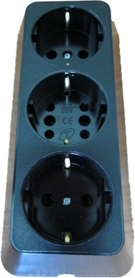 Разклонител шуко 3 гнезда без кабел - черен/български 10A 250V