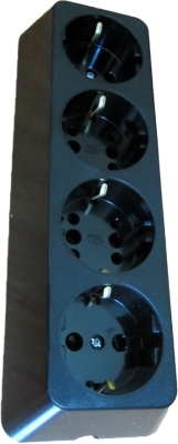 Разклонител шуко 4 гнезда без кабел - черен/български 16A/250V