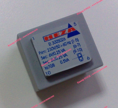 ТРАНСФОРМАТОР HEZA EI 3005026, 2x6V 2x0.25VA