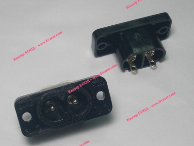 Захранваща букса мъжка за панел 2 PIN евро/ IEC 60320 C8, 250VAC, 2.5A
