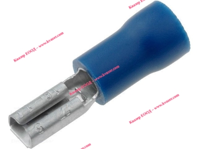 ST-002/B Кабелен накрайник плосък 2.8mm, 0.5mm, женски 1.5-2.5кв.мм., изолиран син