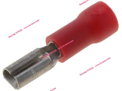 ST-001/R Кабелен накрайник плосък 2.8mm, 0.8mm, женски 0.5-1кв.мм., изолиран червен