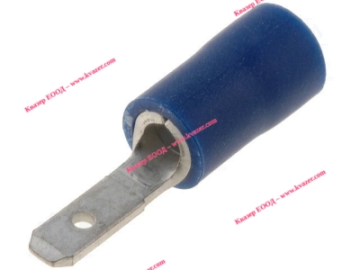 ST-034/B Кабелен накрайник плосък 2.8mm, 0.8mm, мъжки, 1.5-2.5кв.мм., изолиран син