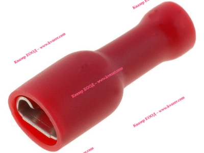 ST-012/R Кабелен накрайник плосък 4.8mm, 0.5mm, женски 0.5-1кв.мм., изолиран червен