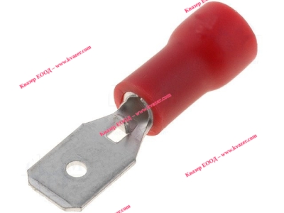 ST-031/R Кабелен накрайник плосък 4.8mm, 0.5mm, мъжки 0.5-1кв.мм., изолиран червен