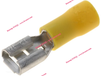 ST-005/Y Кабелен накрайник плосък 6.3mm, 0.8mm, женски 4-6кв.мм., изолиран жълт