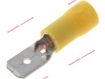 ST-030/Y Кабелен накрайник плосък 6.3mm, 0.8mm, мъжки 4-6кв.мм., изолиран жълт