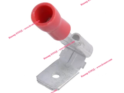 ST-020/R Кабелен накрайник плосък 6.3mm, 0.8mm, женски/мъжки 0.5-1.5кв.мм., изолиран червен
