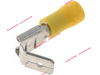 ST-020/Y Кабелен накрайник плосък 6.3mm, 0.8mm, женски/мъжки 4-6кв.мм., изолиран жълт