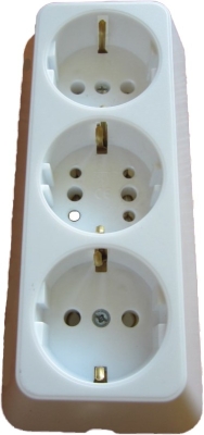 Разклонител шуко 3 гнезда без кабел - бял/български 10A/250V