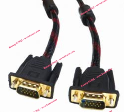 VGA кабел (мъжки-мъжки) 5m. с плетен PVC екран