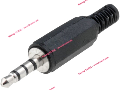 JC-138 стерео мъжки жак 3.5mm 4 пина, за монтаж към кабел, пластмасов, черен