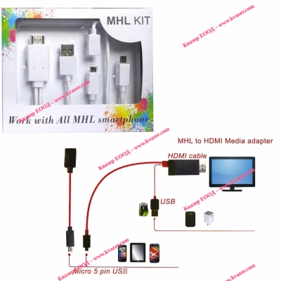 MHL KIT - 2m Кабел micro USB към HDMI + Micro USB