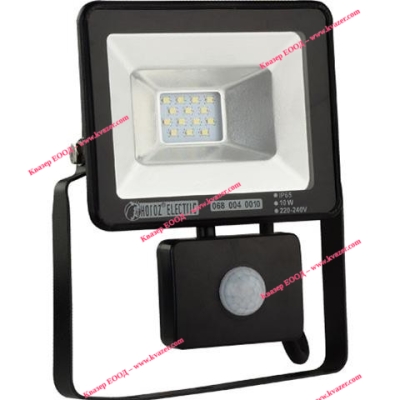 068-004-0010 Светодиоден прожектор със сензор за движение SMD LED 10W 500Lm 6400K IP65 220V черен