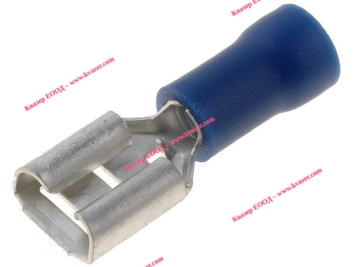 ST-005/B Кабелен накрайник плосък 6.3mm, 0.8mm, женски 1.5-2.5кв.мм., изолиран син 10бр
