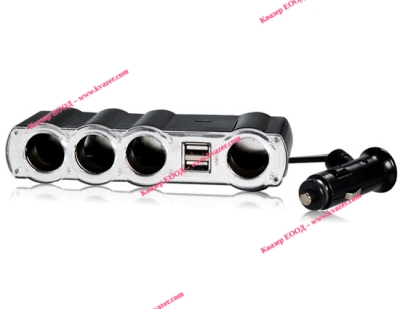 WF-4008 Адаптор-разклонител 1 към 4 запалка на кола, 2хUSB 5V 1A