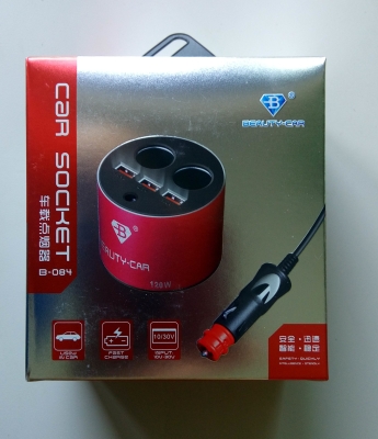 Beauty Car B-084 Адаптор-разклонител 1 към 2 запалка на кола, 3хUSB 5V (1A+2.1A+1A)