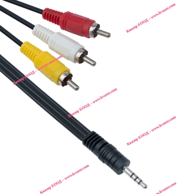 Аудио кабел DeTech 3.5 - 3RCA, 1.5m