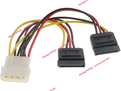 Адаптер, SATA щепсел x2, компютърно гнездо Molex, 0,15m