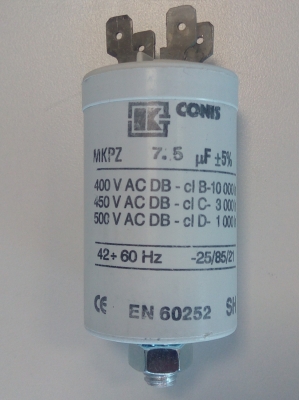 2D 7.5uF 470V работен кондензатор тип MKP с изводни пера