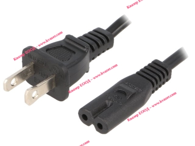Захранващ кабел NEMA 5-15 (B) щепсел, IEC C7 женски, 2m
