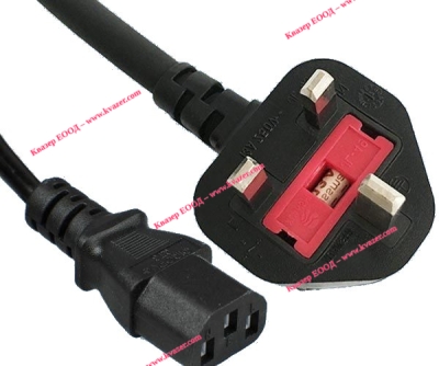 Захранващ кабел 13A/250V Well Shin WS-002 / WS-012A 3m (UK BS 1363 - IEC C13)