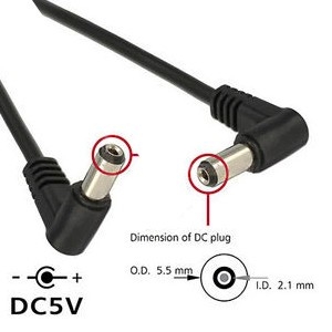 DC кабел 2.1mm мъжки жак - 2.1mm мъжки жак