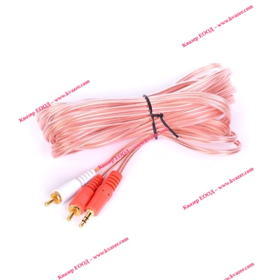 Аудио кабел Stereo Jack 3.5mm - 2RCA, HQ, високо качество, силиконова изолация, 5 метра