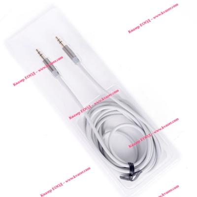 Аудио кабел Stereo Jack 3.5mm, метални конектори, силиконов, 2 метра, сребрист