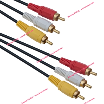 КАБЕЛ 3 мъжки чинча - 3 мъжки чинча 3RCA DeTech 5м.
