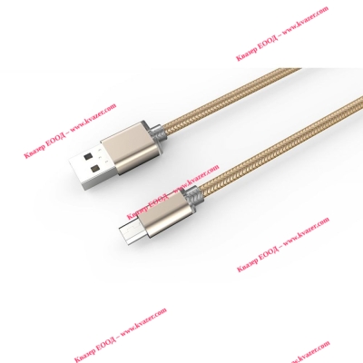 Кабел за данни, LDNIO LS17S, Micro USB, 2.0m, С оплетка, Сребрист, Златист