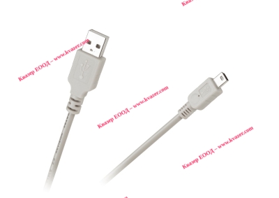 Кабел USB - mini USB (AM/мини B) бял 1м