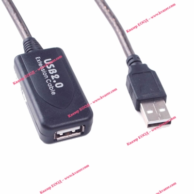 USB Удължител Активен, усилва сигнала, USB A мъжки - USB A женски, силиконов, 5 метра