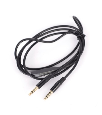 Аудио кабел Stereo Jack 3.5mm - 3.5mm, 4 pin за микрофон, позлатени конектори, 1 метър, черен